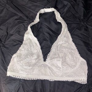 Victoria's Secret Lace Halter Bralette - Light Gray
